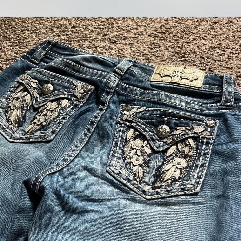 Miss Me Blue Jeans with Silver Embroidery